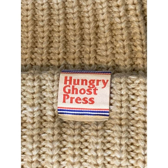 Hungry Ghost Press THICK Ribbed Tan Colored Beanie Knit Ski Hat‎ Cuff - Picture 2 of 10
